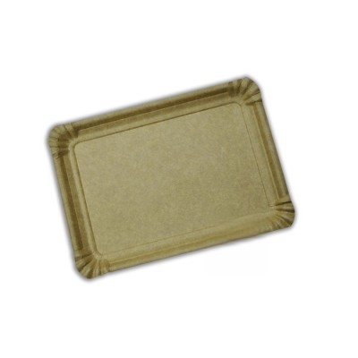 Bandeja cartón de 16x22 cm de color marrón kraft especial para blondas rectangulares. Modelo: BBK002