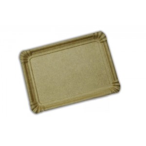 Bandeja cartón de 16x22 cm de color marrón kraft especial para blondas rectangulares. Modelo: BBK002