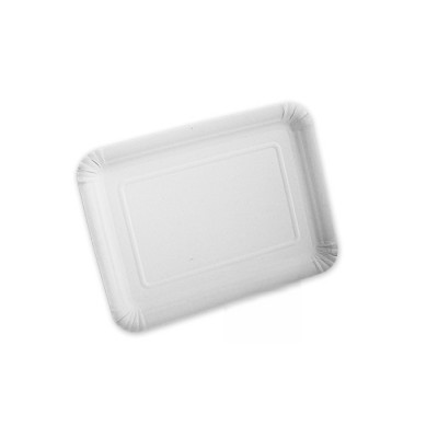 Bandeja cartón de 22 x 28 cm de color blanco especial para blondas rectangulares. Modelo: BBC005