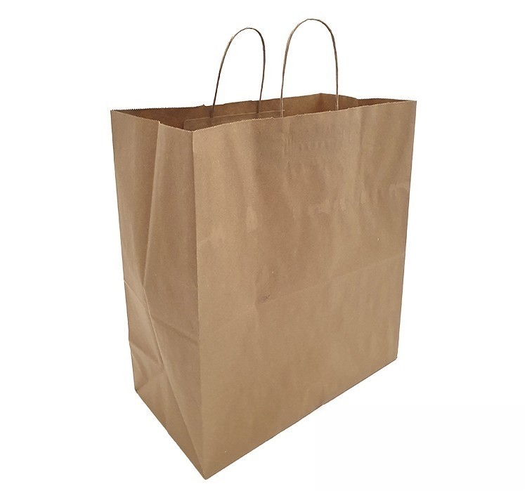 Bolsa de papel kraft con asas rizadas. 39+20x43 cm - 250 ud. Modelo: BPA021