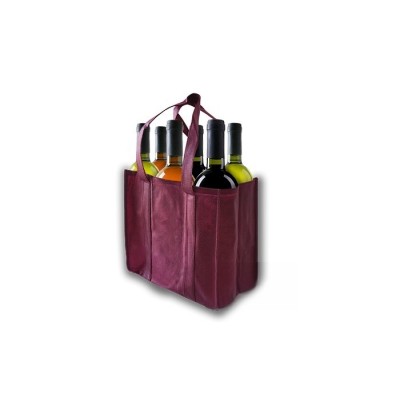 Bolsa para 6 botellas de vino, color burdeos, calidad novotex (polipropileno). 25 ud. Modelo: BVN001