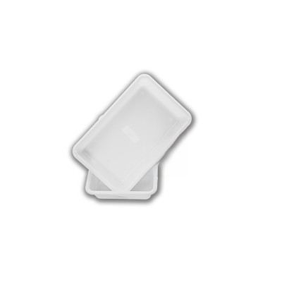 Cubeta rectangular de 2 litros color blanco apta para uso alimentario de fácil limpieza. Modelo: CUB010
