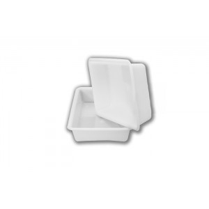 Cubeta rectangular de 3 litros color blanco apta para uso alimentario de fácil limpieza. Modelo: CUB011