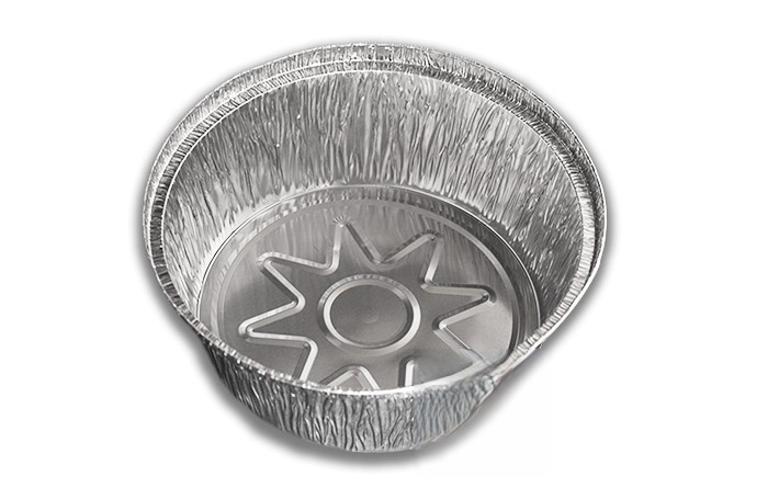 Envase de 1.4 lt de aluminio redondo para pollo, con borde alzado y rizado.. Modelo: ECA001