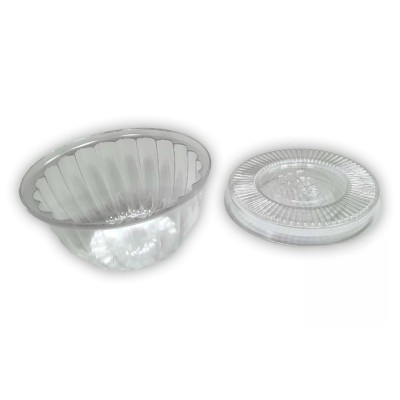 Envases de menús de plástico OPS de 210 ml+ tapa. Para postres calientes y frios. Ref OPS001