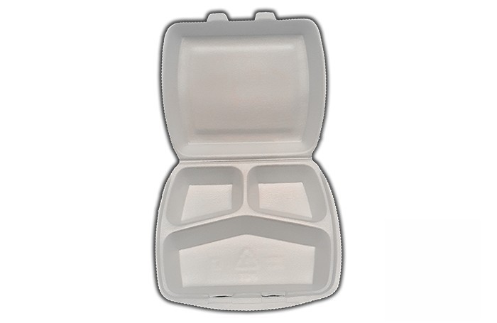 Envase menús portamenu 3 compartimentos PET 100 % reciclado  blanco. 200 UD. Modelo: PET004