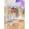Kit con cubiertos: tenedor y cuchillo fabricados en madera de pino de 16 y 16
