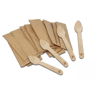 Mini cuchara de madera envasado individualmente de 95 mm para cualquier tipo de postre, helado, yogur, etc.. Modelo: CPP908