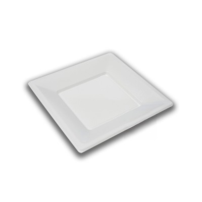Plato cuadrado de plástico de 17 cms color blanco. Modelo: PCB005