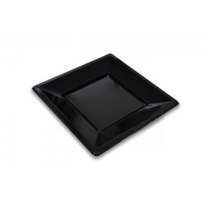 Plato cuadrado de plástico de 17 cms color negro. Modelo: PCN005