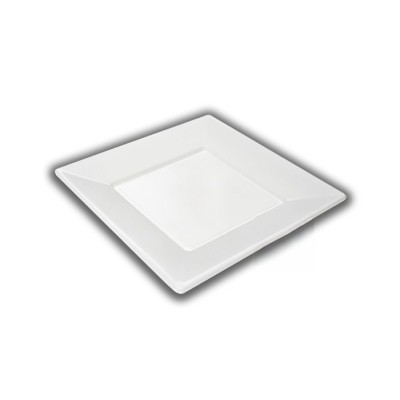 Platos desechables cuadrados de plástico de 23 cms color blanco. 500 ud - Modelo: PCB006