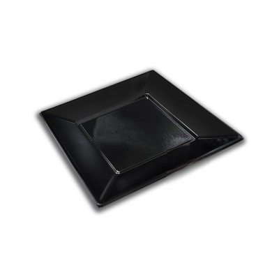 Plato cuadrado de plástico de 23 cms color negro. 20 paquetes de 25 ud.. Modelo: PCN006