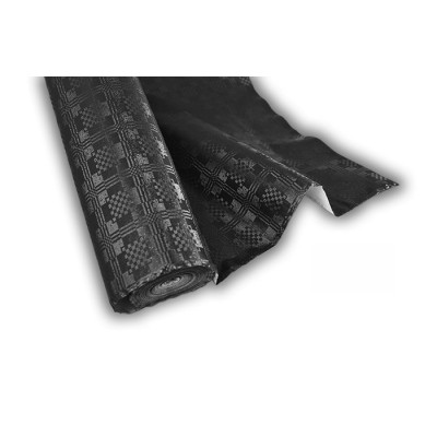 Rollo 1,20x50 mt de mantel negro plastificado adamascado de papel con lámina de plástico impresa y pegada. Modelo: MAPR000