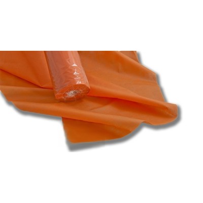 Rollo de mantel 120x50 cm de color naranja fabricado en polipropileno y celulosa, ideal para todo tipo de celebraciones