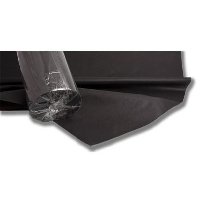 Rollo de mantel 120x50 cm de color negro fabricado en polipropileno y celulosa, ideal para todo tipo de celebraciones