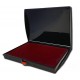 Tampón almohadilla con tinta de color rojo para sello en caja de plástico. Modelo: TAS002