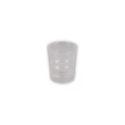 Vaso de tapón y/o chupito 50 cc con acabado perfecto (sin bordes) de plástico rígido transparente y resistente. Modelo: VTP005