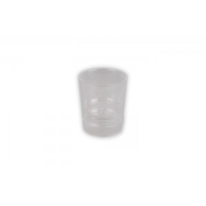 Vaso de tapón y/o chupito 50 cc con acabado perfecto (sin bordes) de plástico rígido transparente y resistente. Modelo: VTP005
