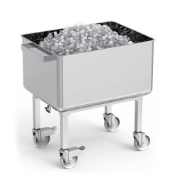 Carro contenedor inox fondo elevable y desague