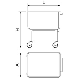 Carro contenedor inox fondo elevable y desague