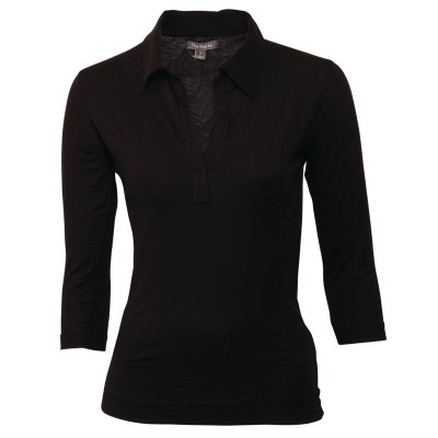 Camisa femenina con cuello en V Uniform Works negra XS