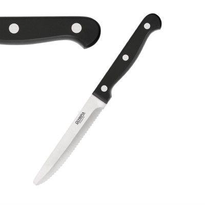 Cuchillo chuletero Olympia redondeado mango negro 114mm (Caja 12)