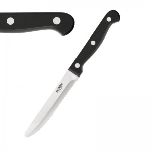 Cuchillo chuletero Olympia redondeado mango negro 114mm (Caja 12)