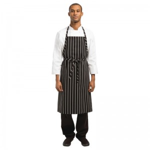 Delantal con peto Chef Works Premium negro con rayas blancas