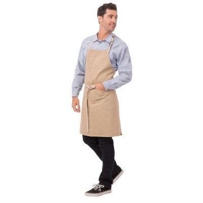 Delantal con peto Chef Works Austin denim natural