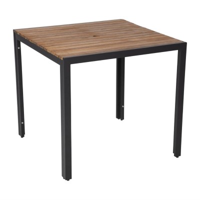 Mesa cuadrada de acero y madera de acacia Bolero de 800mm