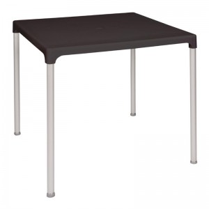 Mesa cuadrada con patas de aluminio Bolero 75cm negra