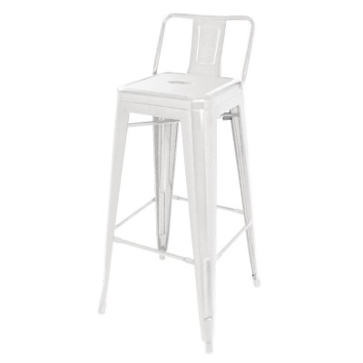 Taburete alto Bistro acero con respaldo blanco Bolero