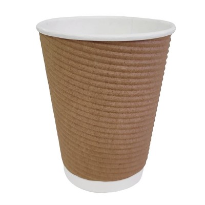 Vasos corrugados de café para llevar kraft Fiesta 340ml x500