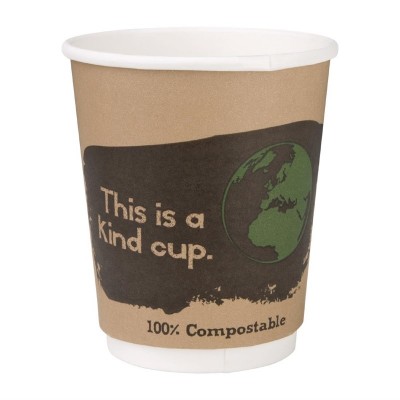 Vaso compostable bebidas calientes doble pared Fiesta Green 227ml (Caja 25)