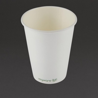 Vasos compostables blancos Vegware 340ml