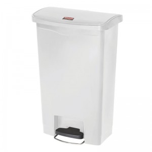 Papelera a pedal Rubbermaid Slim Jim blanca 50Ltr