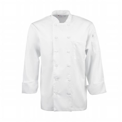 Casaca de chef Calgary de manga larga unisex blanca Cool Vent talla M