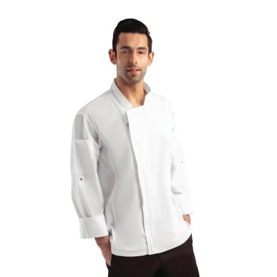 Casaca Chefworks Hartford ligera manga larga con cremallera color blanco - Talla XS