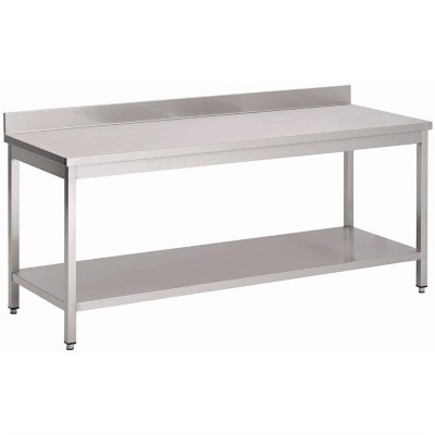 Mesa acero inoxidable Gastro M con estante inferior y peto 850x1000x600mm