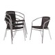 Sillones. Silla con brazos Bolero aluminio-polietileno negro (Juego 4)