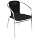 Sillones. Silla con brazos Bolero aluminio-polietileno negro (Juego 4)