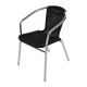 Sillones. Silla con brazos Bolero aluminio-polietileno negro (Juego 4)