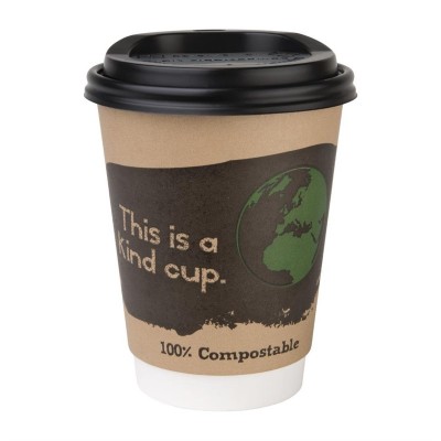 Tapa compostable para vasos bebidas calientes Fiesta Green 340ml (Caja 50)