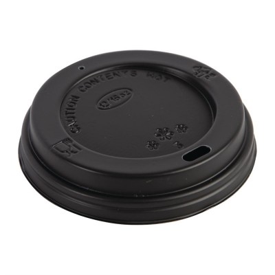 Tapa negra para vasos bebidas calientes Fiesta 340ml y 455ml (Caja 50)