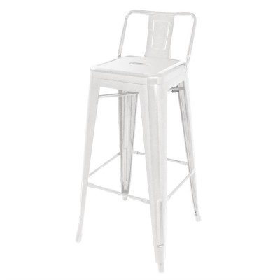 Taburete alto Bistro acero con respaldo blanco Bolero