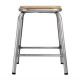 . Taburete bajo Bolero acero galvanizado asiento madera (Juego 4)