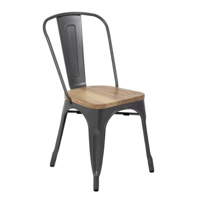 Sillas para comedor de acero con asiento de madera (juego de 4)