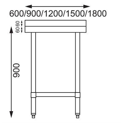 Mesa de acero inoxidable con peto Vogue 1800 x 700mm