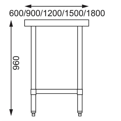 Mesa de acero inoxidable sin peto Vogue 600 x 700mm