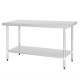 . Mesa de acero inoxidable sin peto Vogue 1500 x 700mm